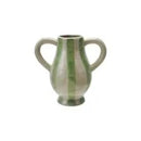 Hand-Painted Stoneware Striped Vase with Handles