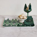 Bamboo Fiber Tray with Trees Pattern, Green & White