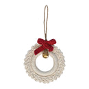 Cotton Crocheted Wreath Ornament with Bow & Jingle Bell