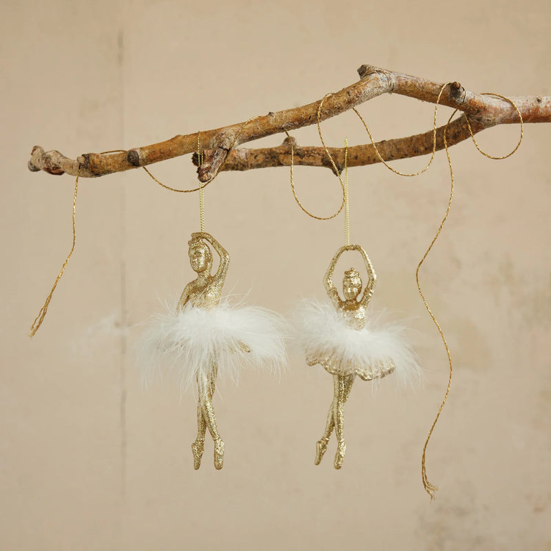 Plastic Ballerina Ornament with Feather Skirt