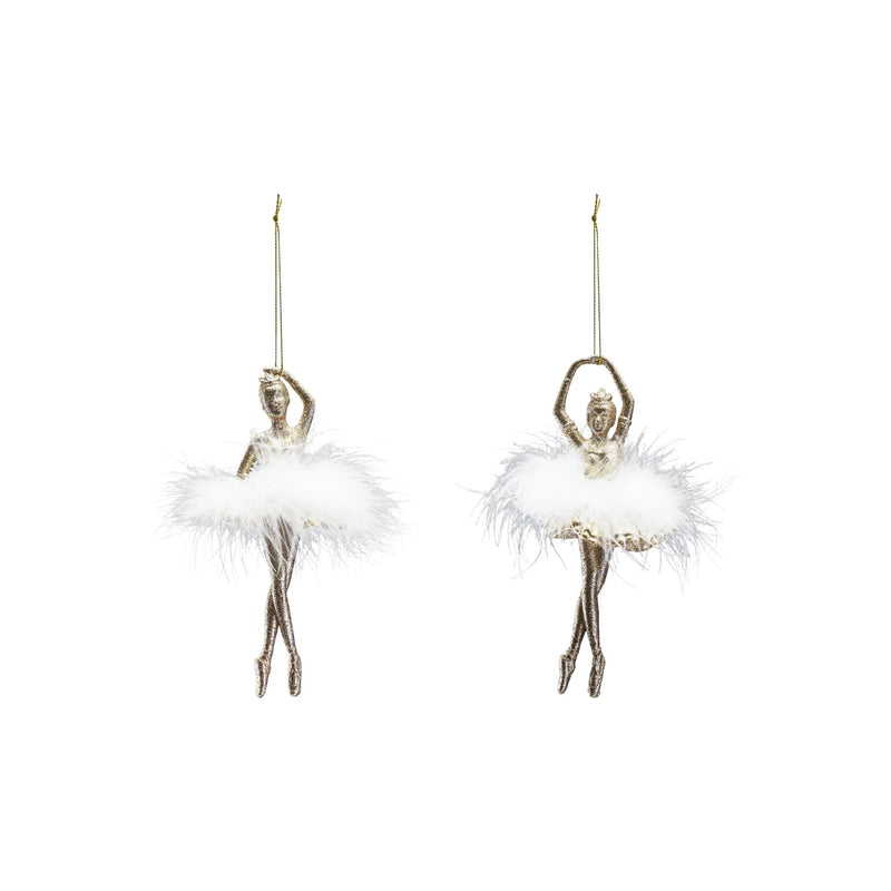 Plastic Ballerina Ornament with Feather Skirt