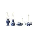 Stoneware Vase/Teapot/Teacup Ornament with Blue Ribbon, 4 Styles