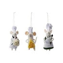 Handmade Wool Felt Chef Mouse Ornament, 3 Styles