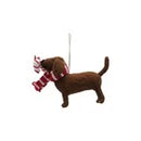 Handmade Wool Felt Dog Ornament with Scarf & Candy Cane