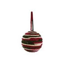 Cotton Chenille Yarn Wrapped Foam Ball Ornament, Red, Green & White
