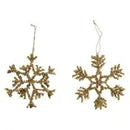 Metal & Glass Beaded Snowflake Ornament - Gold Finish