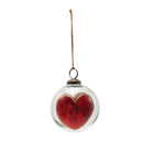 Hand-Painted Etched Glass Ball Ornament with Heart