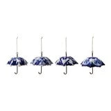 Hand-Painted Stoneware & Metal Umbrella Ornament with Pattern