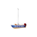 Glass Fishing Boat Ornament with Glitter "Just Fishin"