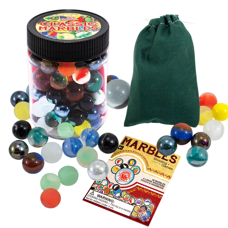Marbles Toy Jar with Color Canvas Pouch