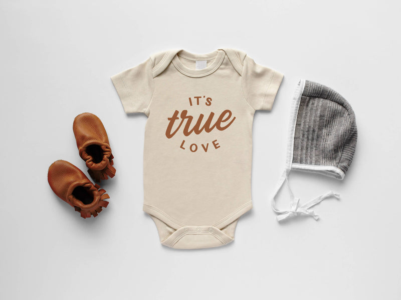 True Love Organic Baby Bodysuit • Camel Ink 3-6 Months