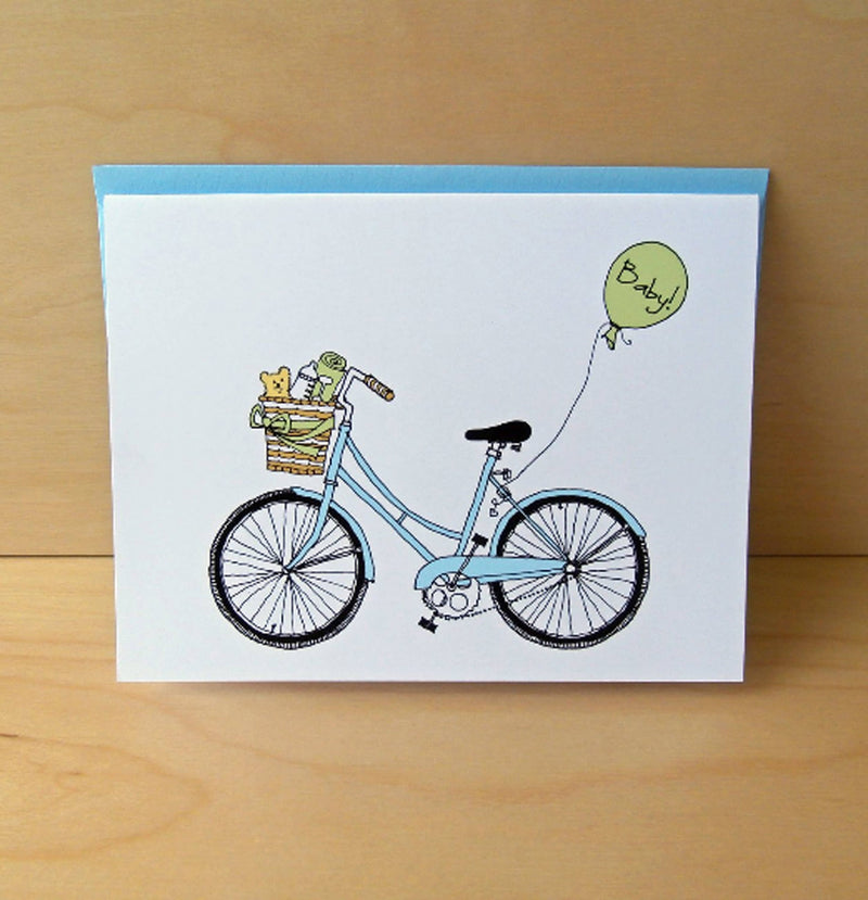 Baby Bike Card - Lt. Blue and Green