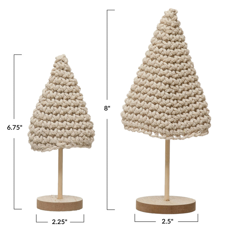 Cotton Crochet Tree with Wood Base