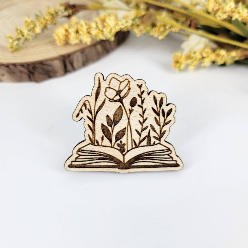 Floral book wood pin