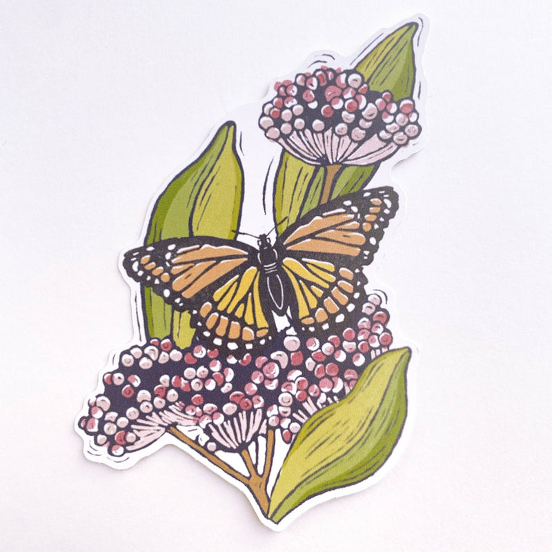 Monarch + Milkweed Paper Sticker