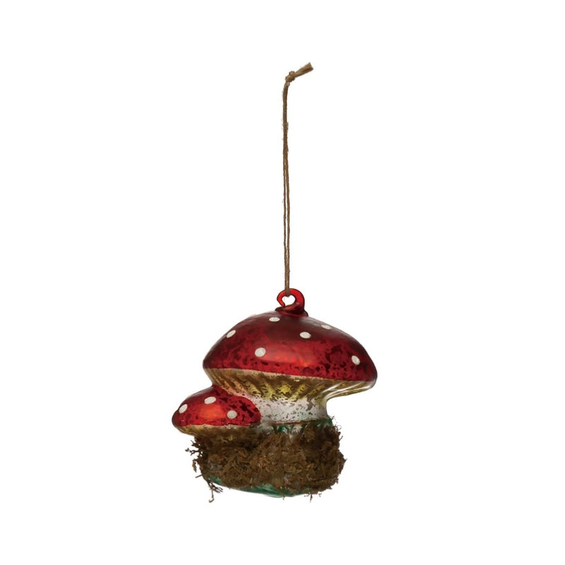 Hand-Painted Glass Mushroom Ornament