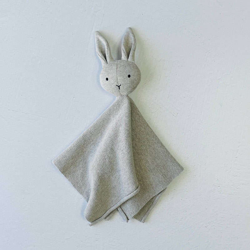 Organic Baby Lovey Security Blanket Cuddle Cloth - Bunny (Grey)