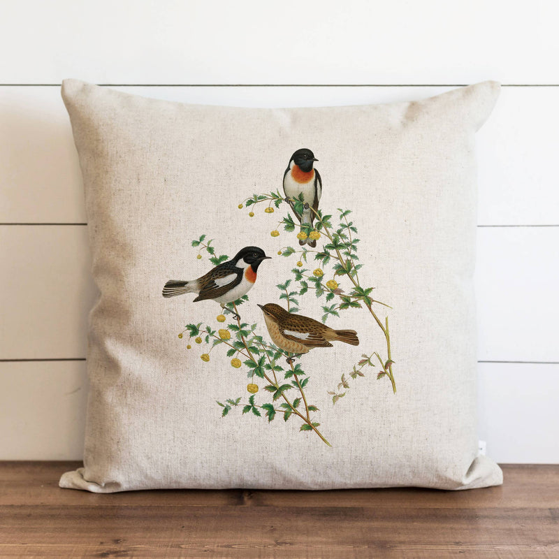 Bird Chat Pillow - Natural / 18" x 18"