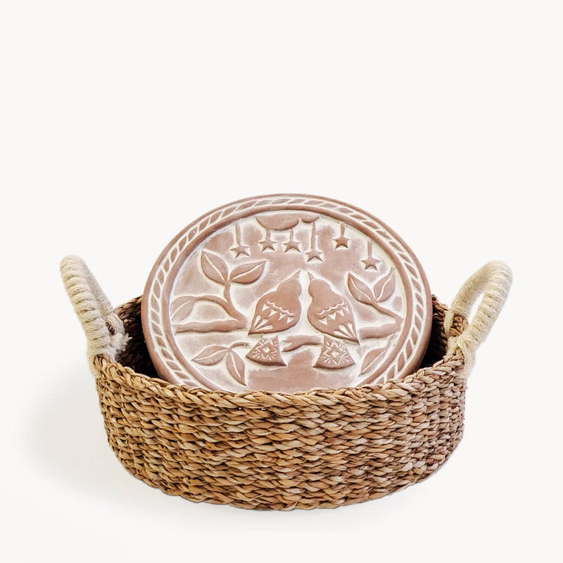 Handmade Bread Warmer & Wicker Basket - Lovebirds Round