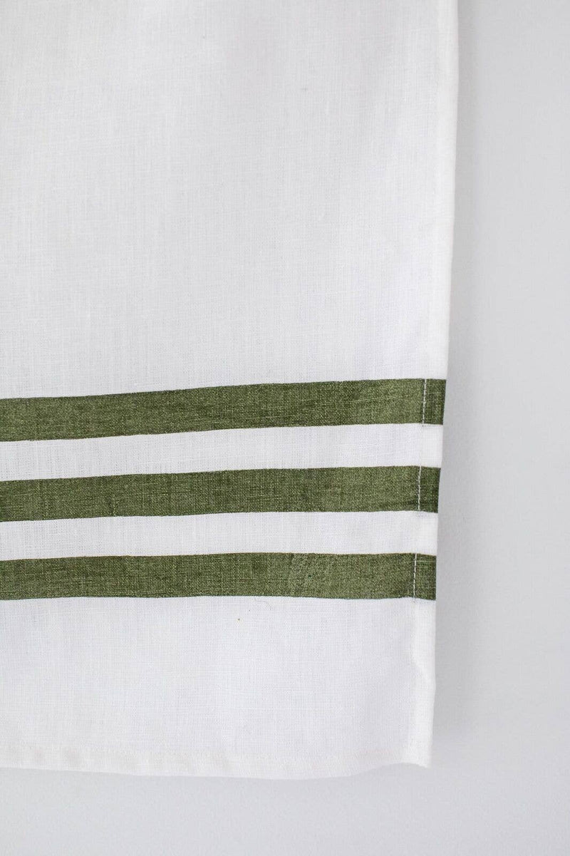 Cafe Stripe Olive Tea Towel