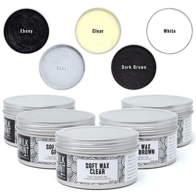 Real Milk Paint - Soft Wax (Ebony, White, Clear, Dk. Brown, Gray)