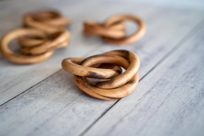 Wood Bangles Napkin Rings, set of four