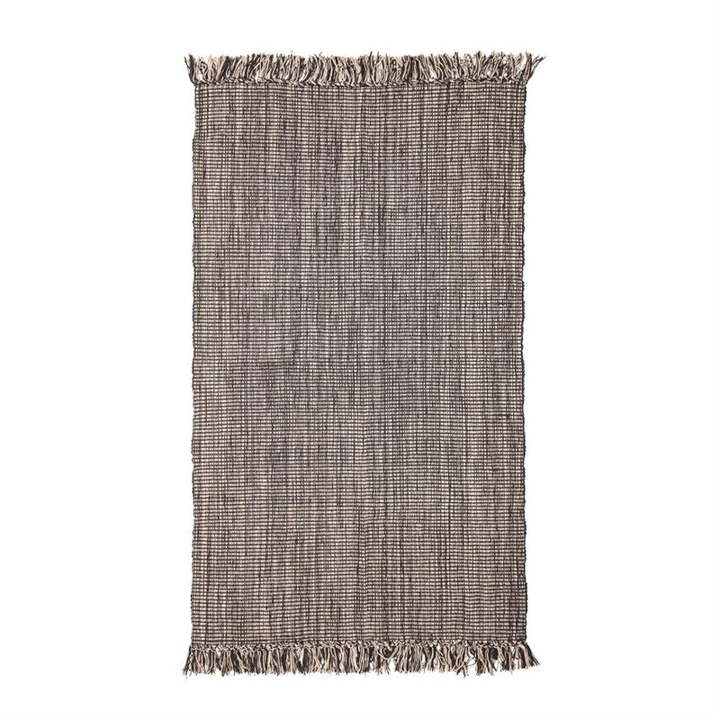 Woven Cotton Blend Rug with Fringe - 3' x 5'