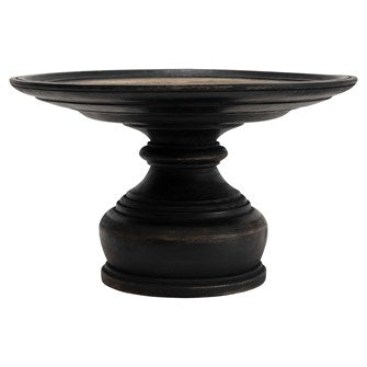 14" Round x 10"H Mango Wood Pedestal, Black