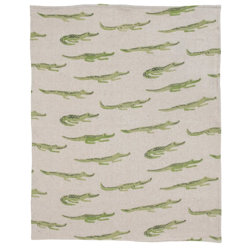 Recycled Cotton Blend Baby Blanket with Alligators