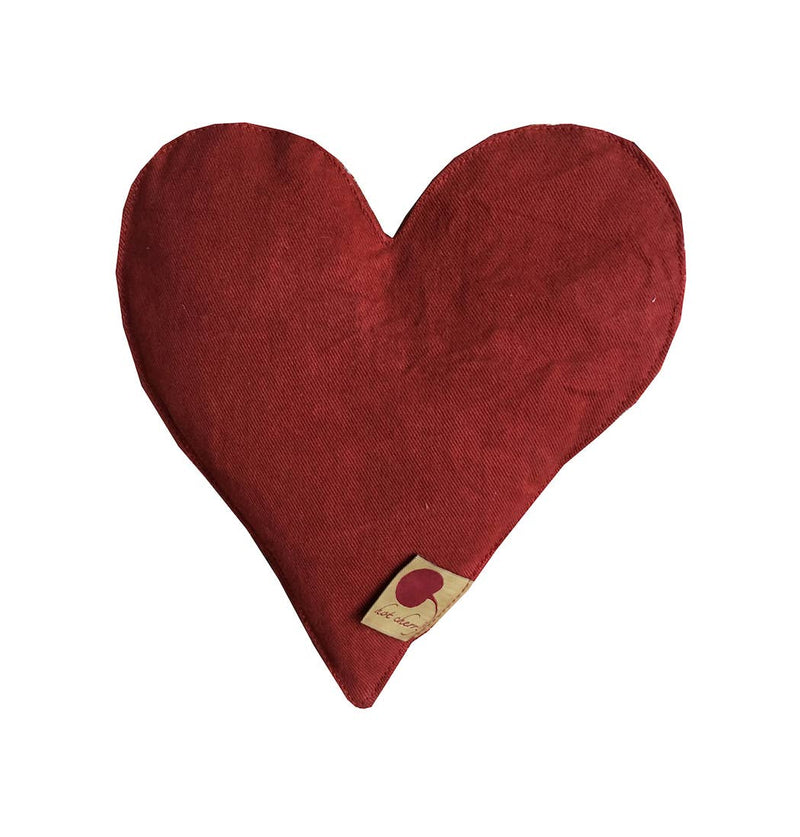 Heart-Shaped Hot or Cold Therapy Pillow -Red Denim