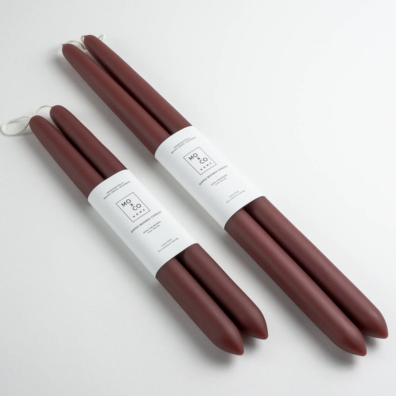 100% Beeswax Dipped Candles | Burgundy: 10 Inches
