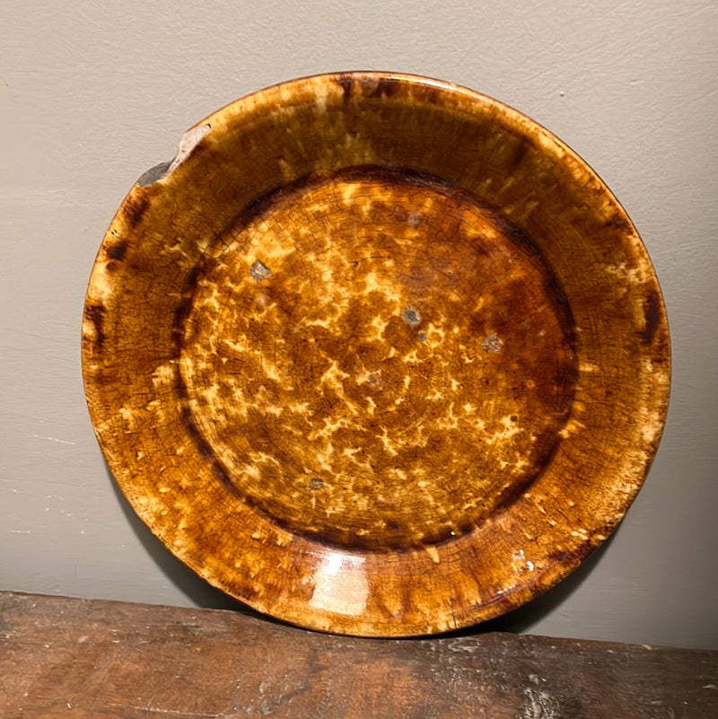 Vintage Brown Spongeware Plate