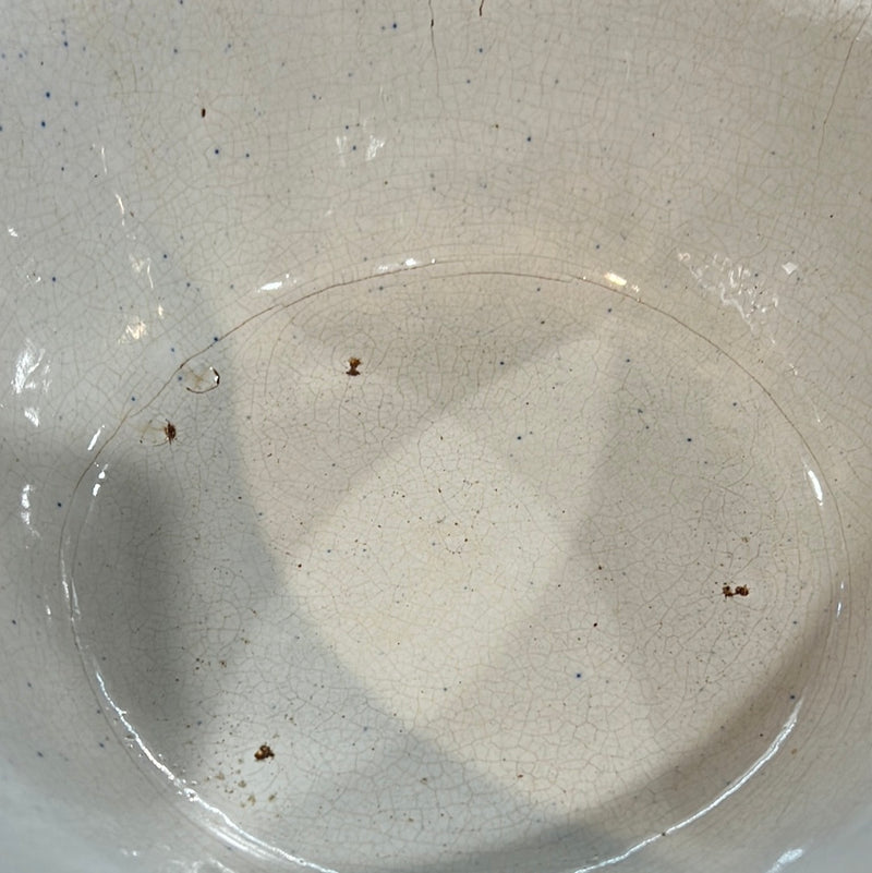 Antique 11” Blue + White Spongeware Bowl