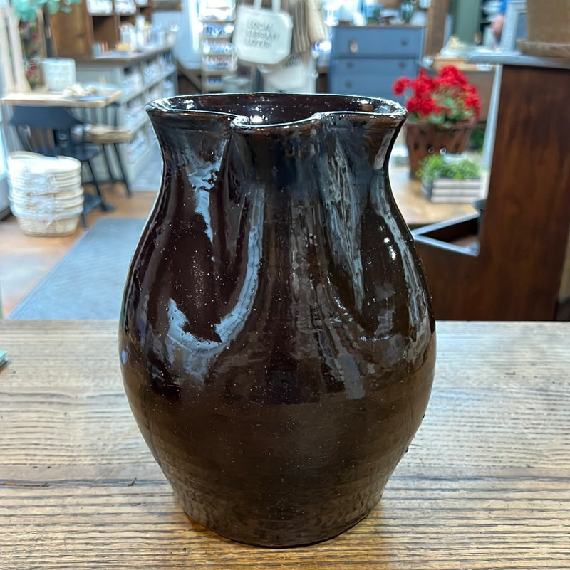 Antique Stoneware Brown Glazed Pitcher