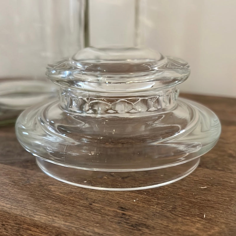 Vintage 10” Tall Clear Glass Canister -Small