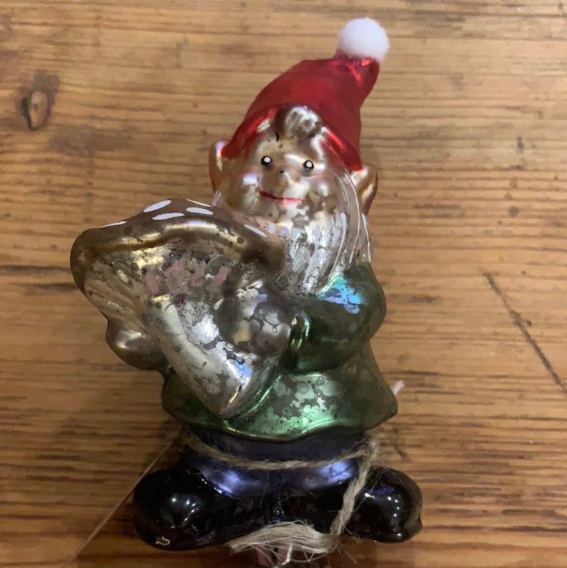 Hand-Painted Glass Santa Gnome