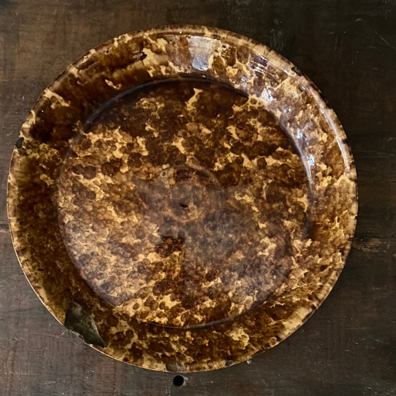 Vintage Brown Spongeware Plate