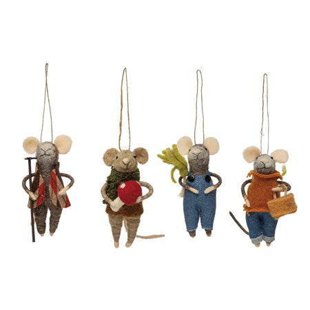 Wool Felt Gardening Mouse Ornament (4 Styles)